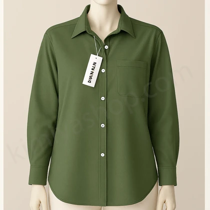 شومیز زنانه کتان درجه یک فری‌سایز رنگ سبز