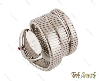 ساعت بولگاری زنانه مار نقره ای سفید نگین‌دار Bvlgari-3877-L