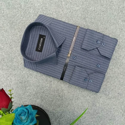 پیراهن مردانه استین بلند سایز M تا 2XL پیراهن کلاسیک طرح راه راه پیراهن مردانه رسمی CC4