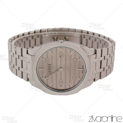 ساعت گوچی مردانه نقره ای صفحه طوسی 105738