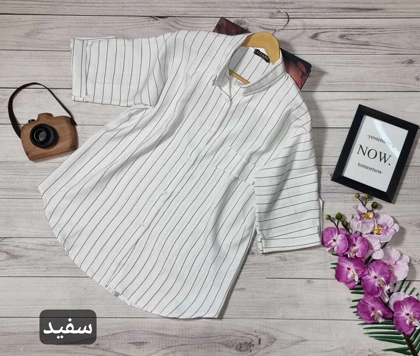 شومیز مانتویی پاگون دار راه راه کد 50221