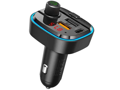 شارژر فندکی فست شارژ ماشین 3.1 آمپر و تایپ سی 18 وات و گیرنده بلوتوثی ارلدام ET-M84
