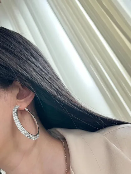 گوشواره حلقه‌ای فول نگین