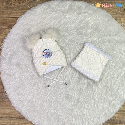 کلاه شالگردن رینگی 2 پوم داخل خز 2 تا 6 سال