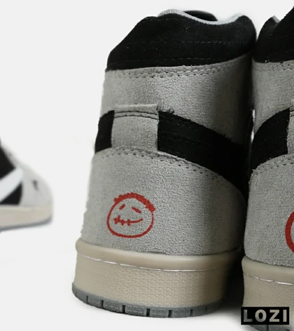 کفش کتانی مردانه و زنانه ساق‌دار طوسی مشکی سفید NIKE travis scott