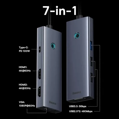 هاب تایپ سی 7 پورت بیسوس BS-OH117