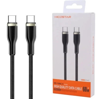 کابل دوسر تایپ سی هایکواستار Hicostar مدل HS-106C-C توان 60 وات 1 متر