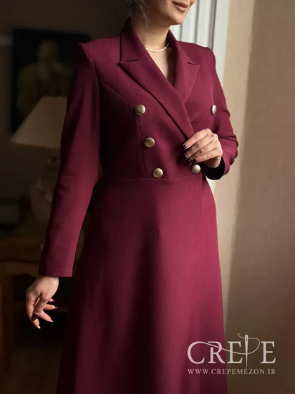 پیراهن کلوش یقه انگلیسی 6 دکمه