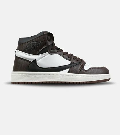 کفش کتانی ساق‌دار مردانه و زنانه قهوه ای سفید NIKE travis scott مدل 8791