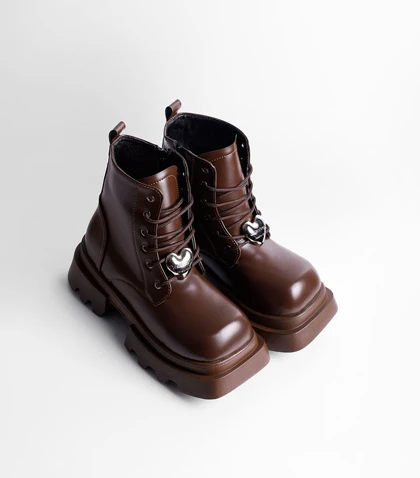 نیم بوت بنددار تک زیپ قلبی 4441 Pinki