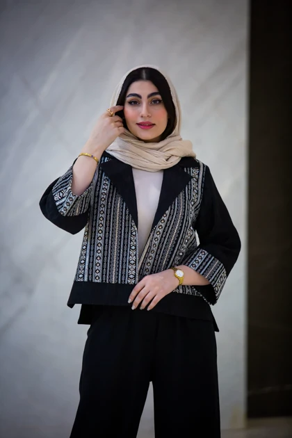 مانتو کتان لمه سوزن دوزی بغل چاک