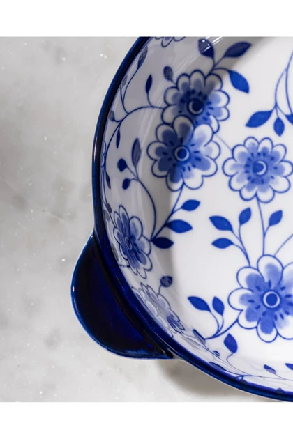 بشقاب سرو Madame Coco مدل Reve Bleu Seren Bone China - آبی/سفید