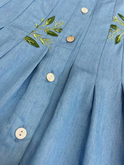 تاپ جین کاغذی گلدوزی شده کد 3374