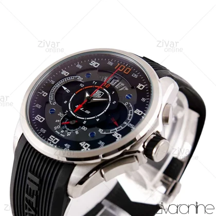 ساعت تگ هویر مرسدس بنز مردانه قاب سیلور بند رابر مشکی 103226