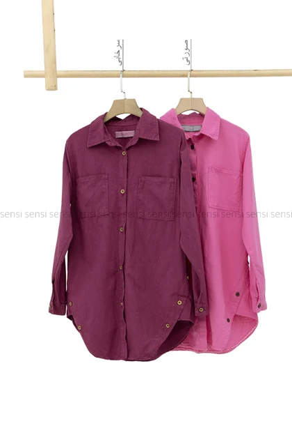 شومیز لینن بغل دکمه کد1005091