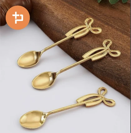 قاشق چای خوری طرح پاپیون در دو رنگ