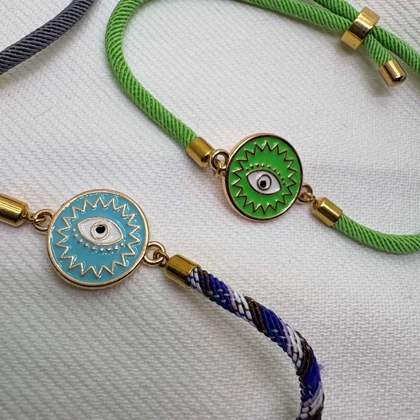 دستبند اسپرت طرح «چشم نظر سبز» (بند طنابی) | محافظت با تم بهاری