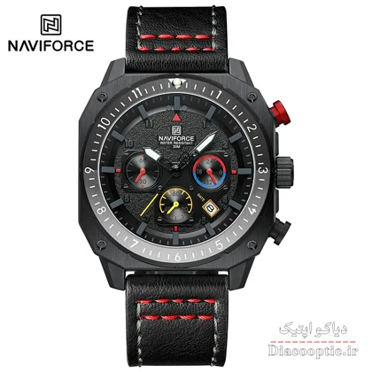 ساعت مچی مردانه سه موتور برند نیوی فورس چرمی مدل NAVIFORCE 8057 بند چرم