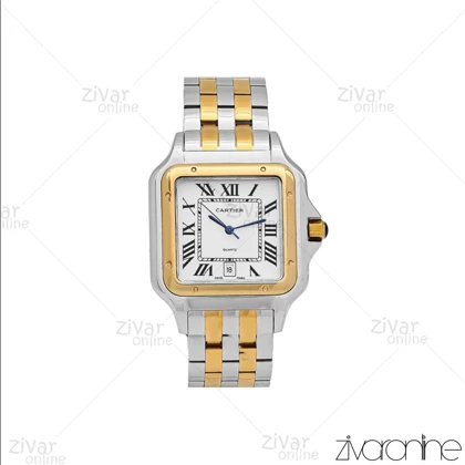 ساعت کارتیر مردانه مدل پنته دورنگ طلایی صفحه سفید 106306