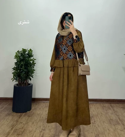 ست پیراهن مانتویی به همراه وست سوزندوزی شده