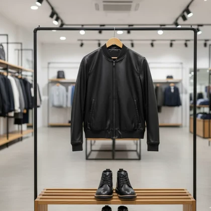 پکیج کاپشن چرم مردانه مدل Artim + نیم بوت cat مردانه مدلRivari