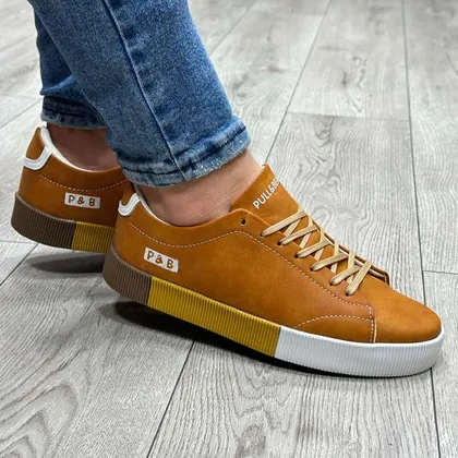 کفش کتانی مردانه مدل پول اند بیر pull&bear عسلی 41 تا 44