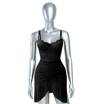 لباس خواب زنانه مدل پیراهن حریر دامن اسپانیایی 4233