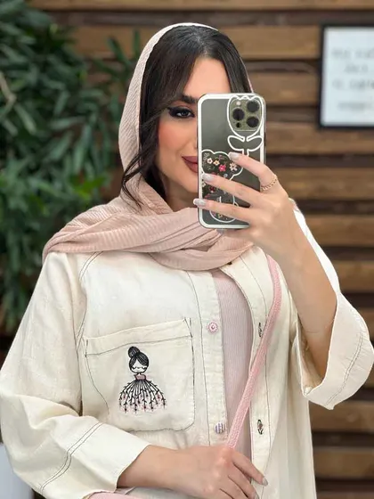 مانتو لینن جیب گلدوزی دکمه رنگی