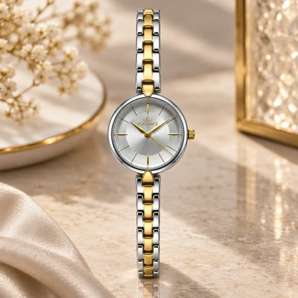 ساعت زنانه الگانس رفرنس EL007 دورنگ طلایی صفحه سیلور Elegance-11492-L