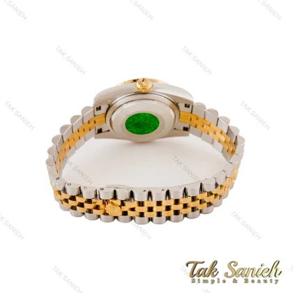 ساعت رولکس زنانه دورنگ طلایی صفحه مشکی خطی Rolex-4473-L