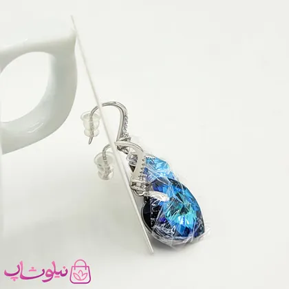 گوشواره ژوپینگ با کریستال سواروسکی آبی
