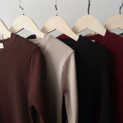 کراپ یقه گرد آستین بلند