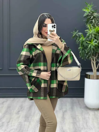 پالتو کلاه دار بغل دو دکمه