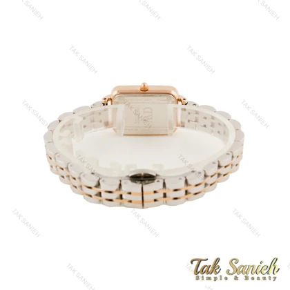 ساعت DW زنانه مستطیلی دورنگ رزگلد ایندکس رومی DW-5629-L