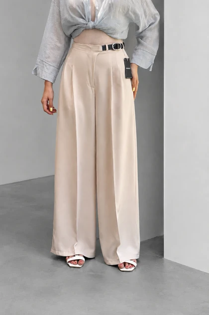 شلوار بگ پارچه ای کمربندی