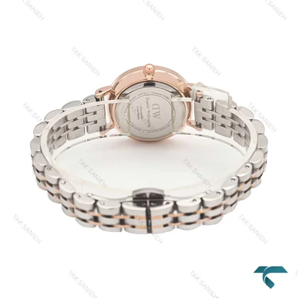 ساعت دنیل ولینگتون زنانه دورنگ رزگلد صفحه آبی نگینی DW-6048-L