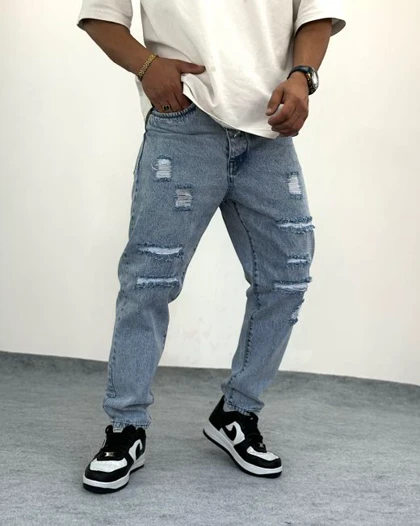 شلوار مام استایل آبی1440/2