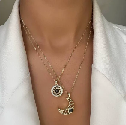 گردنبند ست مهر و ماه استیل