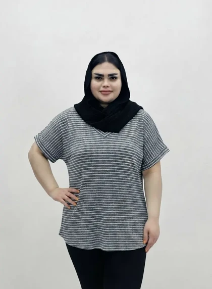 تیشرت سایز بزرگ زنانه پلیسه تریکو