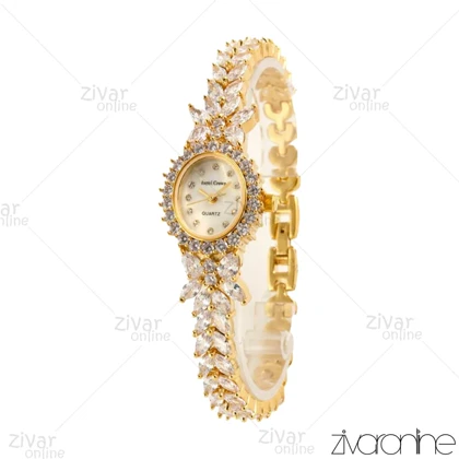 ساعت رویال کرون زنانه طلایی تمام نگین 104500