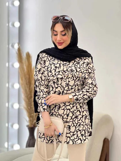شومیز طرح دار دو جیب