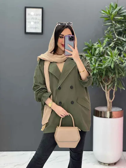 مانتو کتی چهاردکمه آستین کش