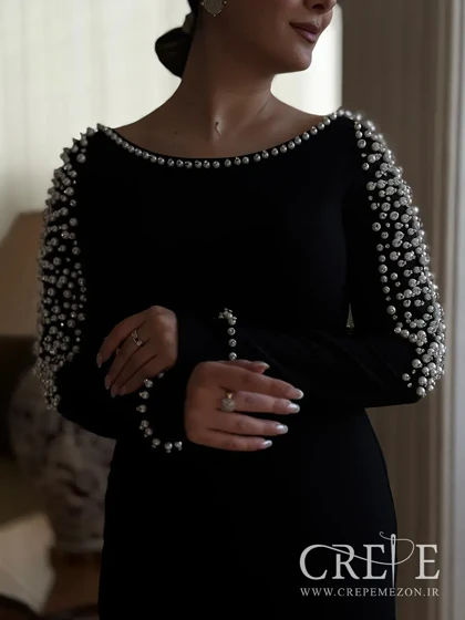 پیراهن مجلسی آستین مرواریدی