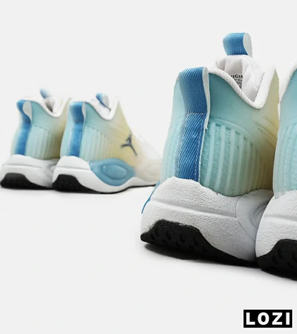 کتانی نیم ساق مردانه سفید لیمویی آبی Nike air jordan 23