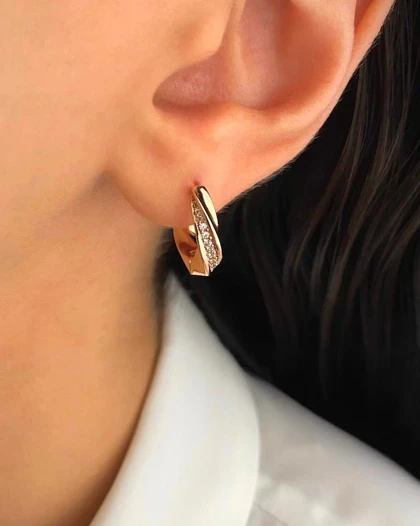 گوشواره موج نگین‌دار ژوپینگ