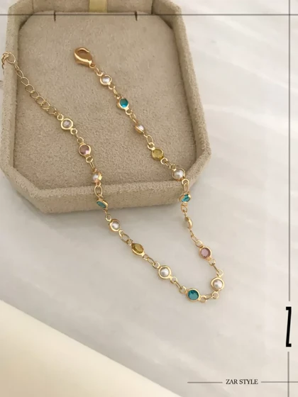 پابند نگین رنگی و مروارید