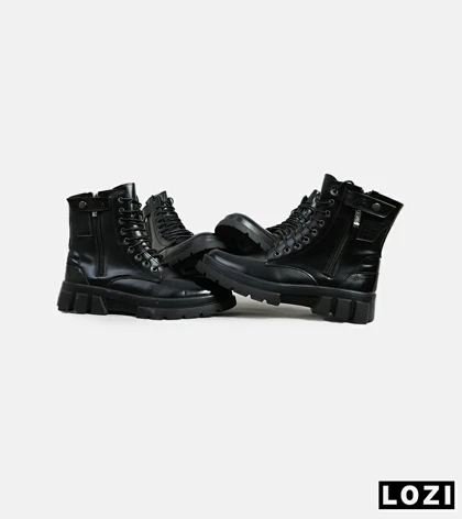 بوت مردانه چرمی مشکی ZARA