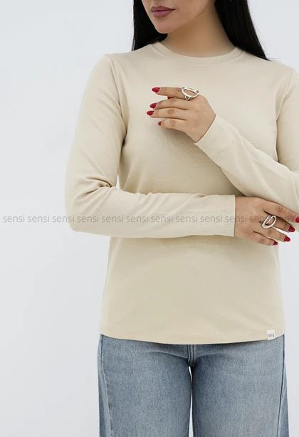 بلوز زنانه یقه گرد آستین بلند کد1005068