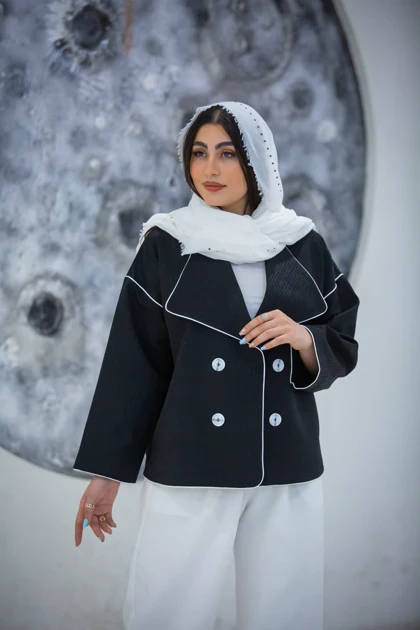 کت کتان لمه مغزی دوزی