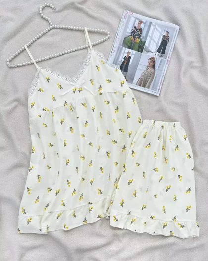 ست تاپ و شلوارک کاپ‌دار کد 5541